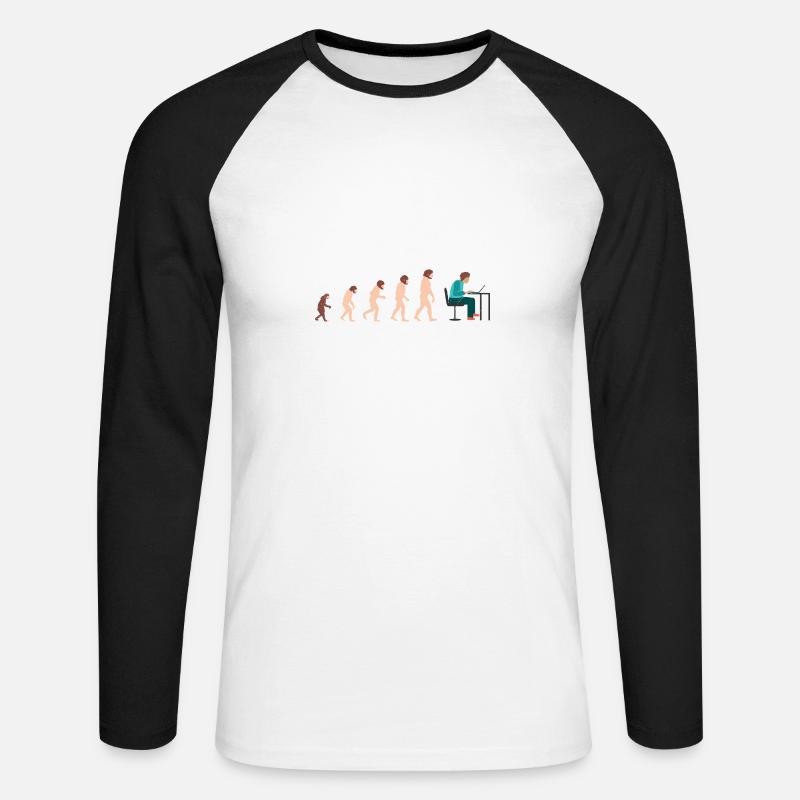 Evolution Developer Programmer Geschenkidee - Unisex Baseballshirt langarm - Weiß/Schwarz