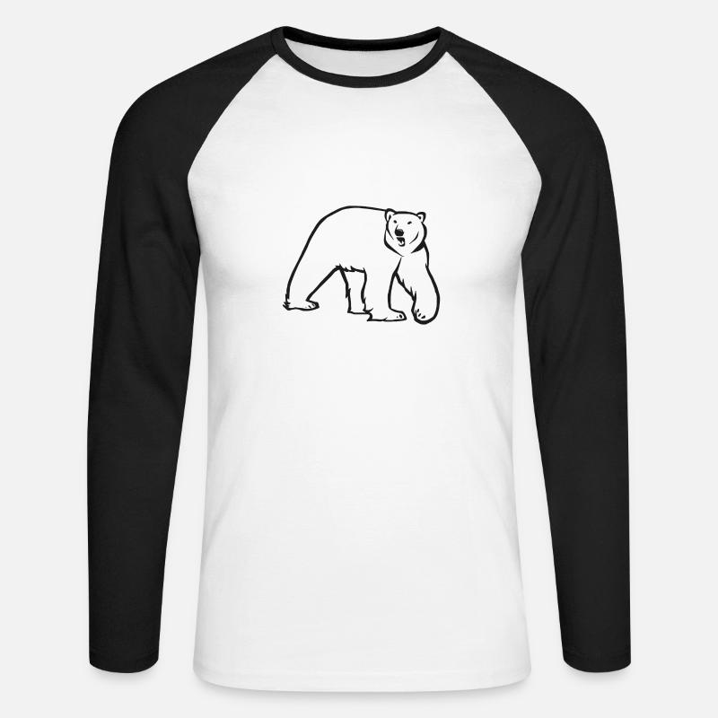 Eisbär - Einzelversion - Unisex Baseballshirt langarm - Weiß/Schwarz