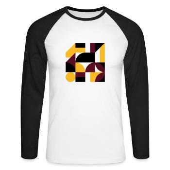 Colorful abstract geometric bauhaus background - Unisex Baseballshirt langarm - Weiß/Schwarz - Vorne - Nik (191cm)