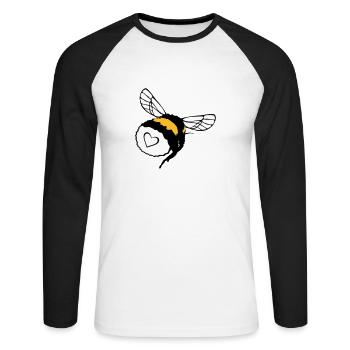 Hummel mit Herz, Pelz und Gebrumm - Unisex Baseballshirt langarm - Weiß/Schwarz - Vorne - Nik (191cm)