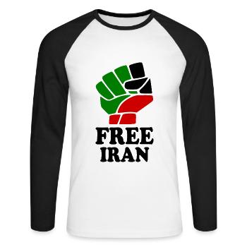 Free iran - Unisex Long Sleeve Baseball T-Shirt - white/black - Front - Nik (191cm)
