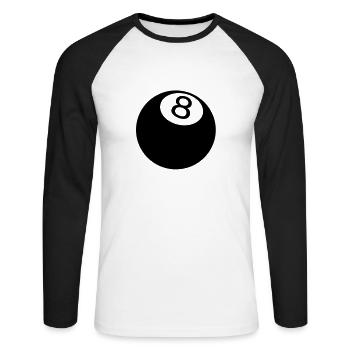 8 Ball - Unisex Long Sleeve Baseball T-Shirt - white/black - Front - Nik (191cm)