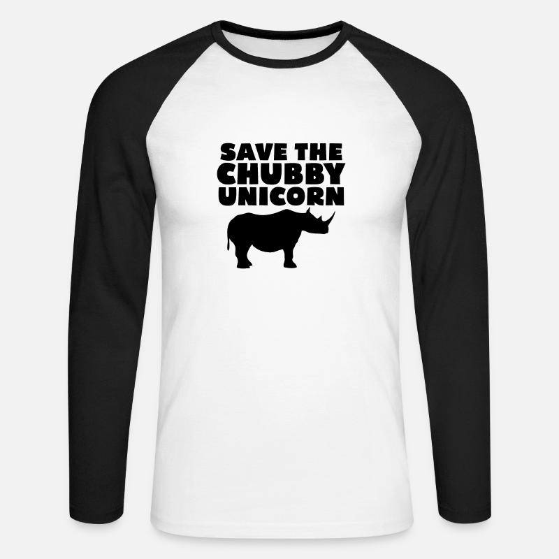 RETTEN SIE DAS CHUBBY-EINHORN - Unisex Baseballshirt langarm - Weiß/Schwarz