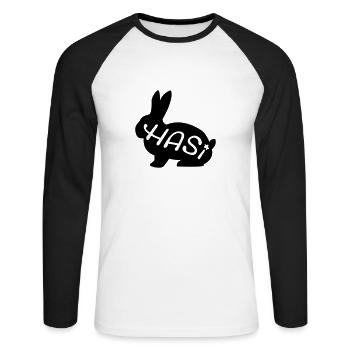 Ostern - Unisex Baseballshirt langarm - Weiß/Schwarz - Vorne - Nik (191cm)