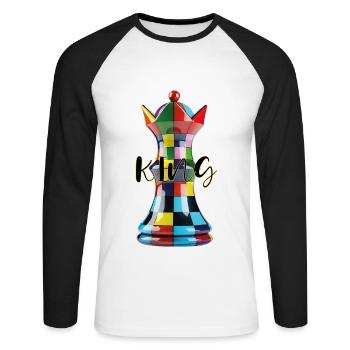 Roi - T-shirt baseball manches longues Homme - blanc/noir - Devant - Nik (191cm)