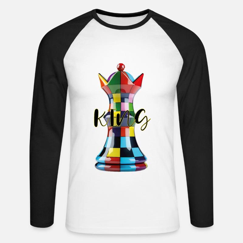 King - Unisex Baseballshirt langarm - Weiß/Schwarz