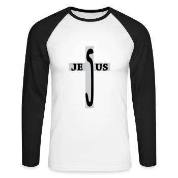 Jesus / Christianity / Catholic - Unisex Long Sleeve Baseball T-Shirt - white/black - Front - Nik (191cm)
