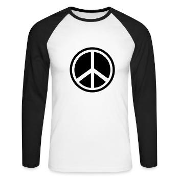 Peace - Unisex Baseballshirt langarm - Weiß/Schwarz - Vorne - Nik (191cm)