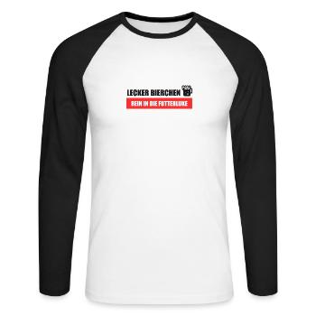 Lecker Bierchen Futterluke - Unisex Baseballshirt langarm - Weiß/Schwarz - Vorne - Nik (191cm)