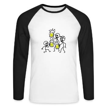 Squelette de l’équipe de la bière - T-shirt baseball manches longues Homme - blanc/noir - Devant - Nik (191cm)