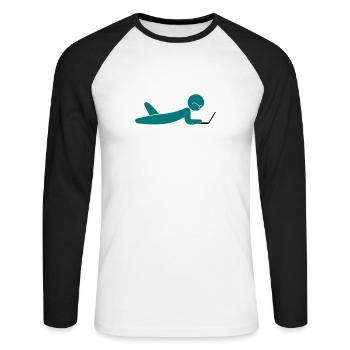 A programmer using a laptop - Unisex Long Sleeve Baseball T-Shirt - white/black - Front - Nik (191cm)