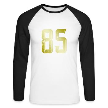 85 number symbol - Unisex Long Sleeve Baseball T-Shirt - white/black - Front - Nik (191cm)