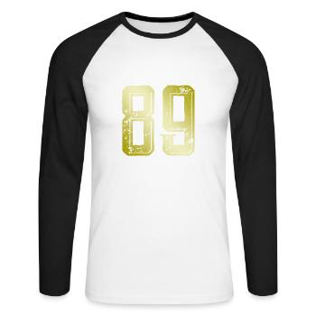 89 Number Symbol - Unisex Long Sleeve Baseball T-Shirt - white/black - Front - Nik (191cm)
