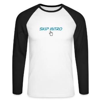 skip intro - Unisex Baseballshirt langarm - Weiß/Schwarz - Vorne - Nik (191cm)