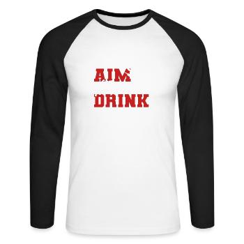 Target throwing drink. Strong Drinker Gift - Unisex Long Sleeve Baseball T-Shirt - white/black - Front - Nik (191cm)