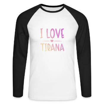 J’adore Tirana - T-shirt baseball manches longues Homme - blanc/noir - Devant - Nik (191cm)