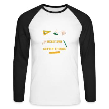 Jamaican Patty Messy Bun Lesson Plans Funny - Unisex Long Sleeve Baseball T-Shirt - white/black - Front - Nik (191cm)