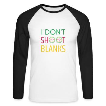 I Don't Shoot Blanks Baby Shower Dad Est 2024 - Unisex Long Sleeve Baseball T-Shirt - white/black - Front - Nik (191cm)