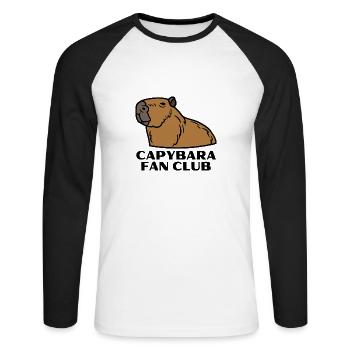 Capybara Fan Club - Unisex Baseballshirt langarm - Weiß/Schwarz - Vorne - Nik (191cm)