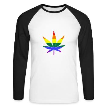 lgbtq ganja love is love - Unisex Baseballshirt langarm - Weiß/Schwarz - Vorne - Nik (191cm)
