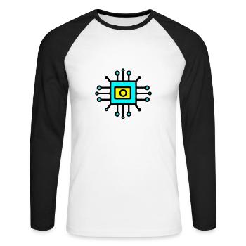 Chip Digital Computer Sensor - Unisex Baseballshirt langarm - Weiß/Schwarz - Vorne - Nik (191cm)