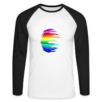 égaliseur hardstyle - T-shirt baseball manches longues Homme - blanc/noir - Devant - Nik (191cm)