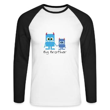 frères et sœurs monstre mignon, grand frère - T-shirt baseball manches longues Homme - blanc/noir - Devant - Nik (191cm)