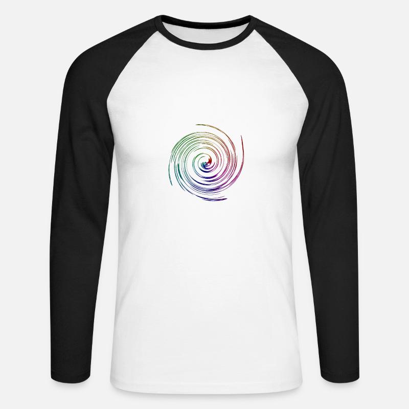Rainbow whirl oder Regenbogen wirbel - Unisex Baseballshirt langarm - Weiß/Schwarz
