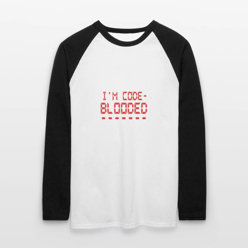 Computer Programming I'm Code Blooded Programmer Unisex Long Sleeve Baseball T-Shirt