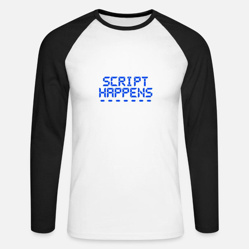 Computer Programming Script Happens Programmer - Unisex Long Sleeve Baseball T-Shirt - white/black