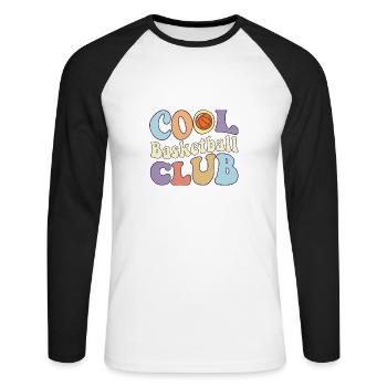 Entraîneur de l’équipe de basket-ball Cool Basketball Club - T-shirt baseball manches longues Homme - blanc/noir - Devant - Nik (191cm)