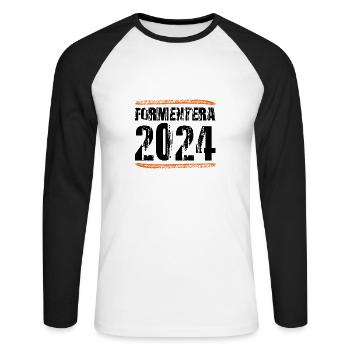 Devis Formentera 2024 - T-shirt baseball manches longues Homme - blanc/noir - Devant - Nik (191cm)