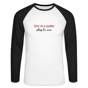 Life is a game - Unisex Long Sleeve Baseball T-Shirt - white/black - Front - Nik (191cm)