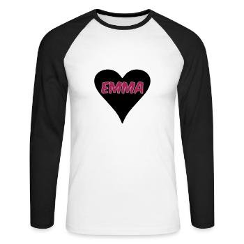 Amour Emma coeur cadeau - T-shirt baseball manches longues Homme - blanc/noir - Devant - Nik (191cm)