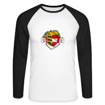 Véritables T klagenfurt & Carinthie Patriotes & Vacanciers - T-shirt baseball manches longues Homme - blanc/noir - Devant - Nik (191cm)