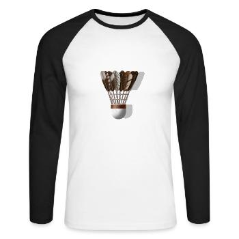 Federball - Badminton - T-shirt baseball manches longues Homme - blanc/noir - Devant - Nik (191cm)