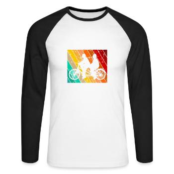 Tandem Fahrrad Fahrradmotiv Fahrradfahrer - Unisex Baseballshirt langarm - Weiß/Schwarz - Vorne - Nik (191cm)