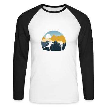 Disc Golf - Disc Golfing Player Ultimate Frisbee - Unisex Long Sleeve Baseball T-Shirt - white/black - Front - Nik (191cm)