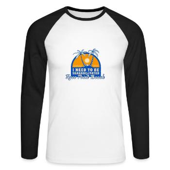 I Need To Be Seahabilitated Race Point Beach - Unisex Baseballshirt langarm - Weiß/Schwarz - Vorne - Nik (191cm)