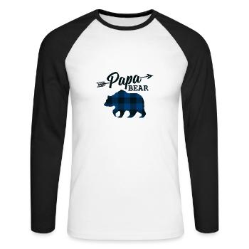 Papa Bear Bear Father Gift Parents Christmas - Unisex Long Sleeve Baseball T-Shirt - white/black - Front - Nik (191cm)