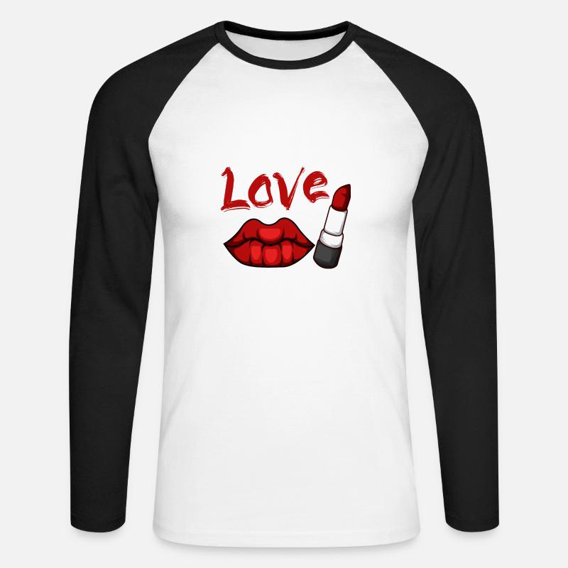 Liebeslippenstift Verführerische oder charmante Da - Unisex Baseballshirt langarm - Weiß/Schwarz