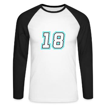 18 nombre symbole - T-shirt baseball manches longues Homme - blanc/noir - Devant - Nik (191cm)