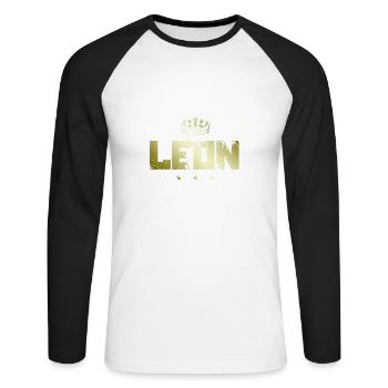 Léon - T-shirt baseball manches longues Homme - blanc/noir - Devant - Nik (191cm)