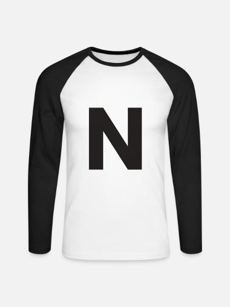 N - Unisex Long Sleeve Baseball T-Shirt - white/black
