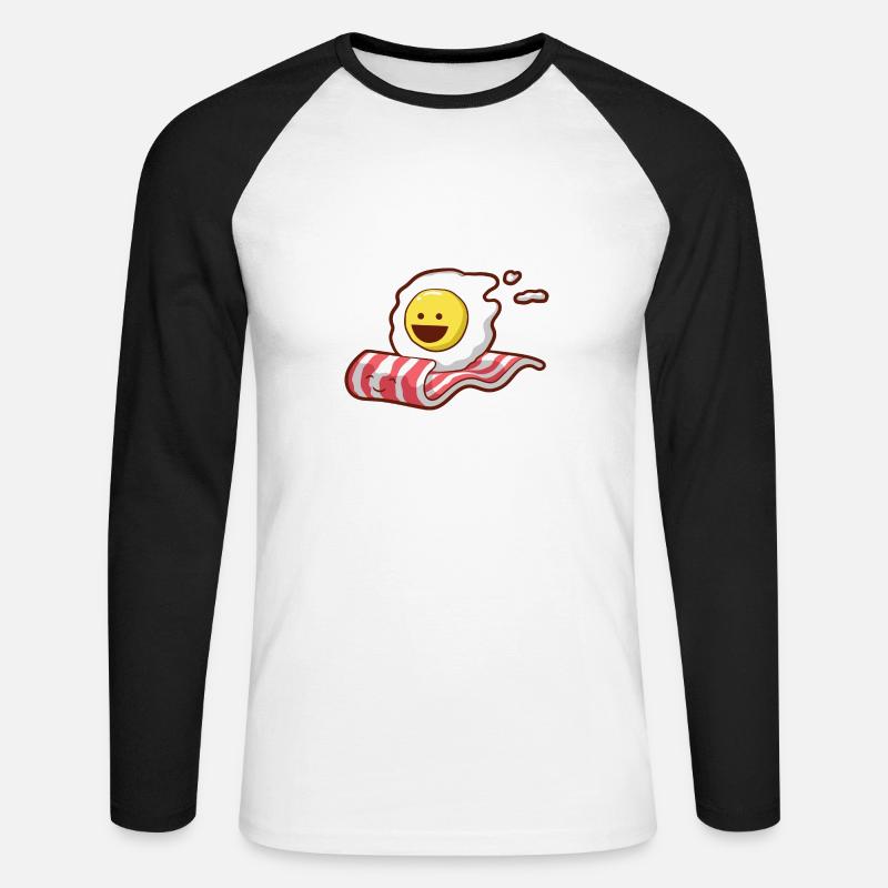 Frühstück Eier Bacon Geschenk - Unisex Baseballshirt langarm - Weiß/Schwarz