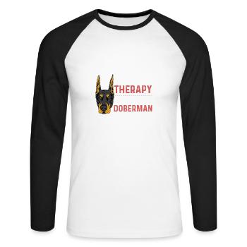 Besoin de mon doberman. Poison pour personne déprimée - T-shirt baseball manches longues Homme - blanc/noir - Devant - Nik (191cm)