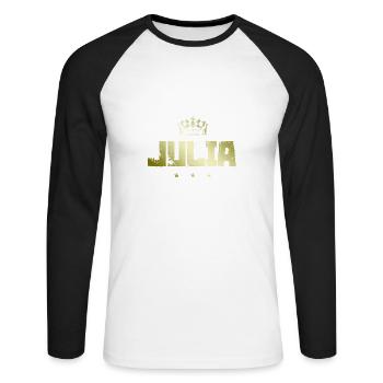 Juliet - Unisex Long Sleeve Baseball T-Shirt - white/black - Front - Nik (191cm)