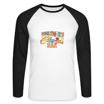 Somebody's Feral Bae Boyfriend Girlfriend Pun - Unisex Baseballshirt langarm - Weiß/Schwarz - Vorne - Nik (191cm)