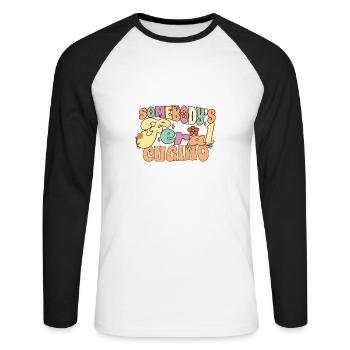 Quelqu’un Feral Cugino Cousin Italien Sauvage - T-shirt baseball manches longues Homme - blanc/noir - Devant - Nik (191cm)