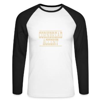Cornbread Accent Funny Southern Girls Cowboy - Unisex Baseballshirt langarm - Weiß/Schwarz - Vorne - Nik (191cm)
